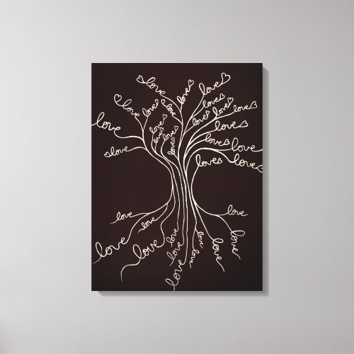 Love Tree of Life Nature Brown Hearts Cute Rustic Canvas Print