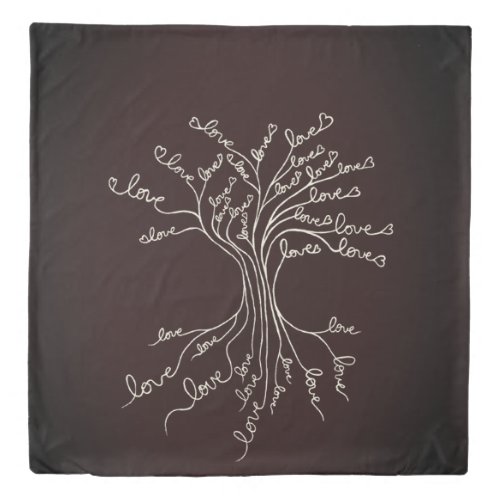 Love Tree of Life Nature Brown Hearts Cute Rustic Duvet Cover