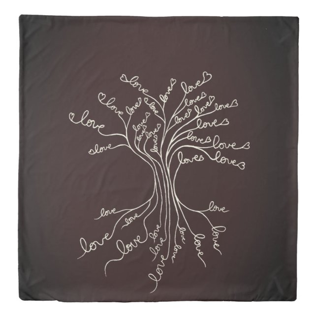 Love Tree of Life Nature Brown Hearts Cute Rustic Duvet Cover (Front)