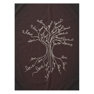 Love Tree of Life Nature Brown Hearts Cute Rustic Tablecloth