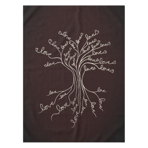 Love Tree of Life Nature Brown Hearts Cute Rustic Tablecloth