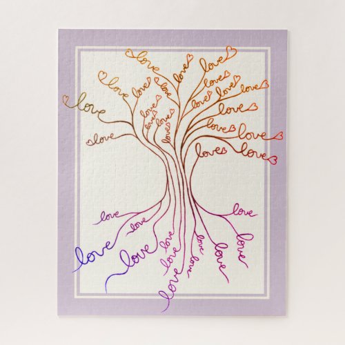 Love Tree of Life With Hearts Cute Meaningful Gift Jigsaw Puzzle