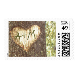 love tree postage stamps for rustic weddings