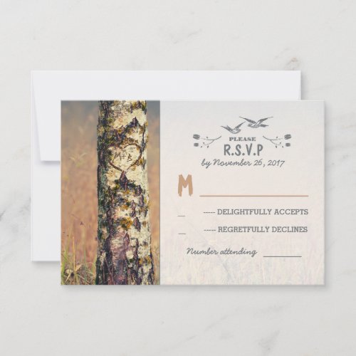 love tree rustic country wedding RSVP cards