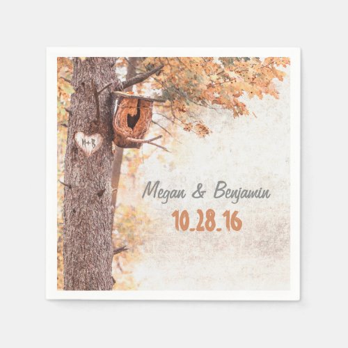 Love Tree Rustic Fall Wedding Napkins