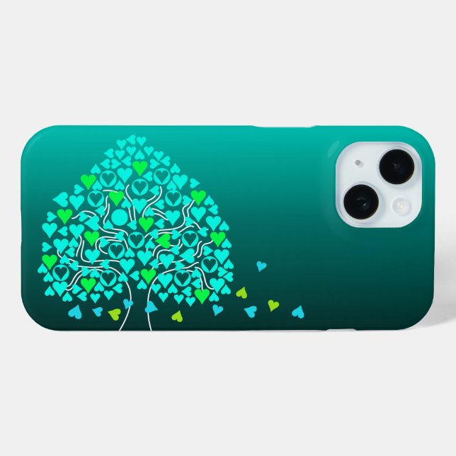 Love Tree Teal iPhone Case (Back (Horizontal))