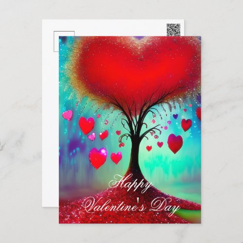 Love tree valentine postcard