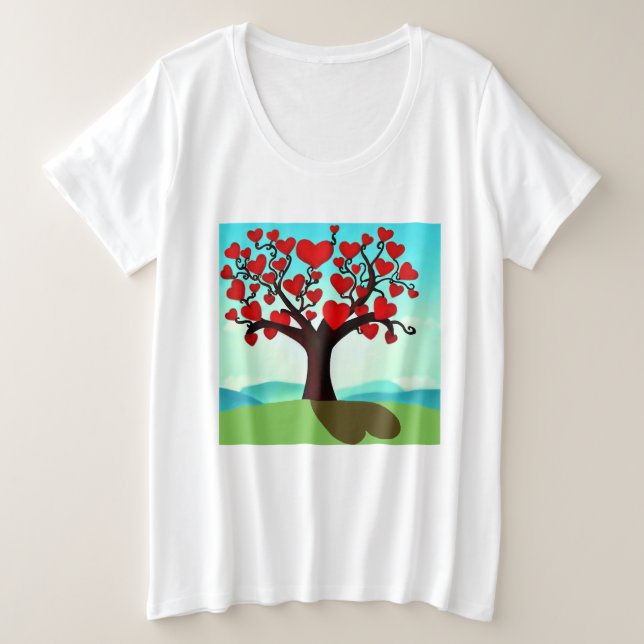 Love Tree - Valentine's Day Plus Size T-Shirt (Design Front)