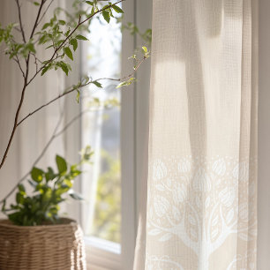 Love Tree White Minimalist Sheer Curtains