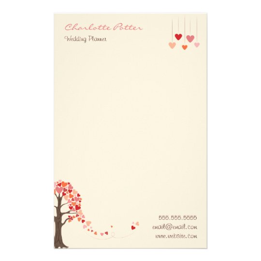 Love Tree with Heart Shaped Leaves Stationery | Zazzle