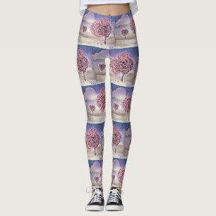 Love Tree with Hearts Watercolor  Leggings