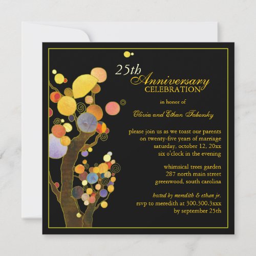 25th Silver Wedding Anniversary Party Invitations