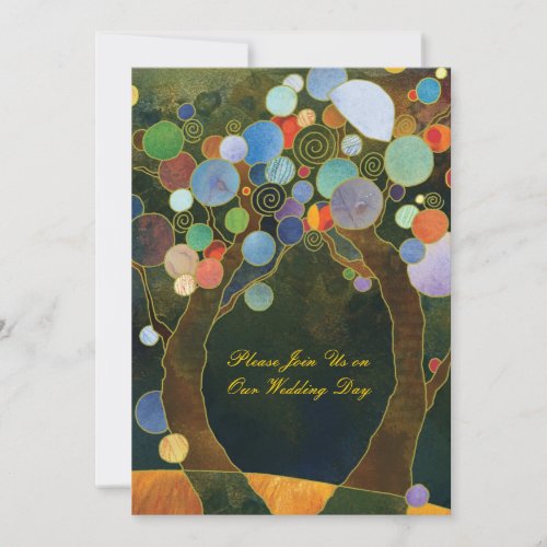 Love Trees in Blue Artistic Formal Wedding Invites