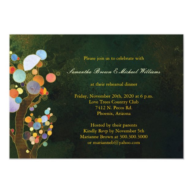 Love Trees In Blue Wedding Rehearsal Dinner Invitation