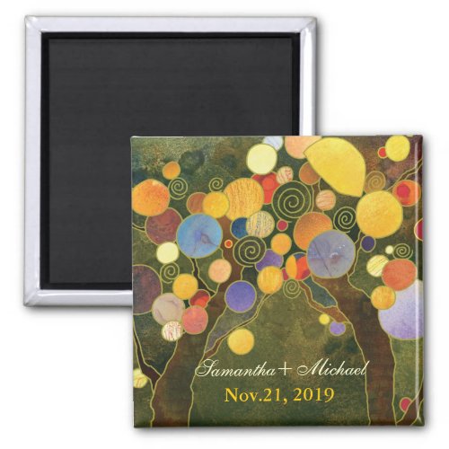 Love Trees Olive Green Wedding Save the Date Magnet