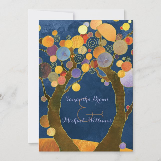 Love Trees Rustic Blue Forest Wedding Invitation (Front)