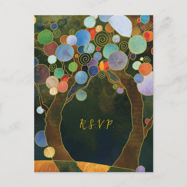 Love Trees Rustic Wedding Meal Choice RSVP Invitation Postcard (Front)