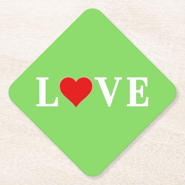 LOVE Trending Lime Green Modern Elegant Paper Coaster (Front)