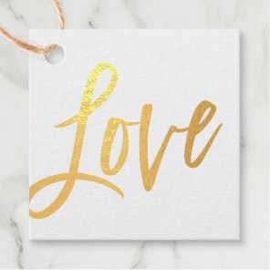 LOVE trendy modern hand lettered script writing Foil Favor Tags
