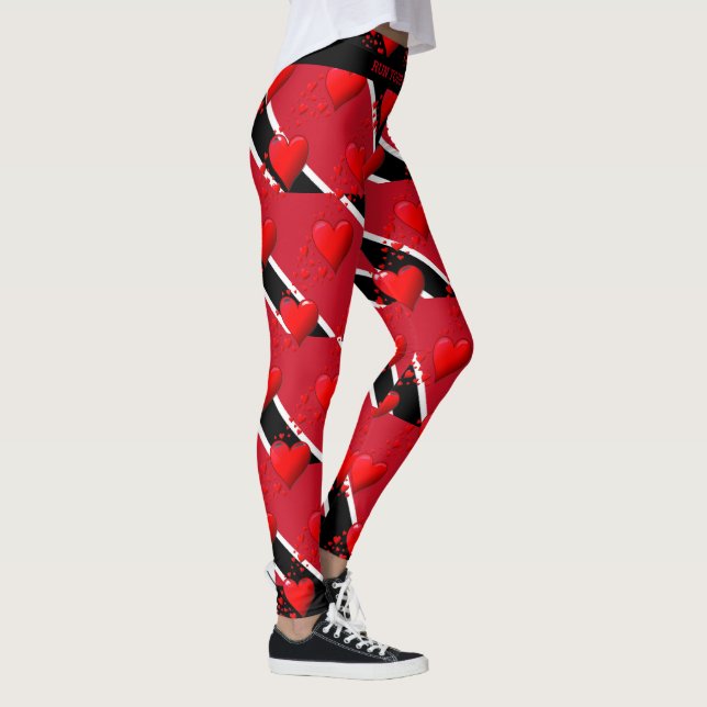 LOVE TRINIDAD Red Hearts RUN YOUR RACE Custom Leggings (Right)