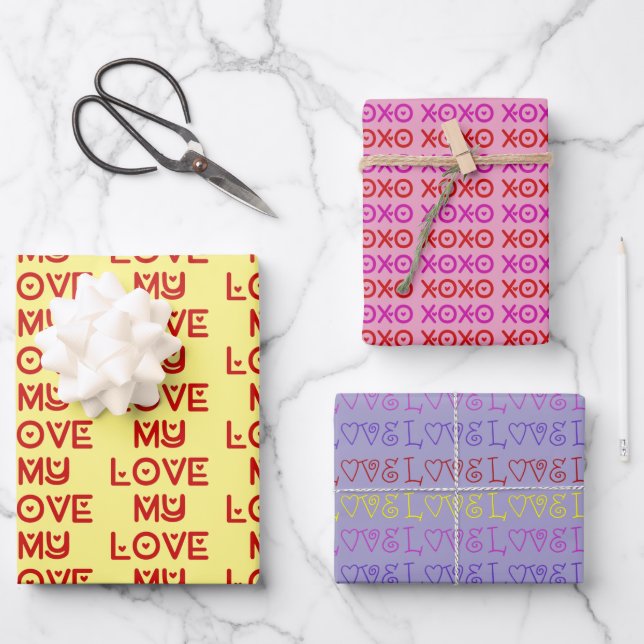 Love Trio Wrapping Paper Sheets (Front)