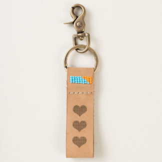 LOVE - Triple Heart- Leather Keychain
