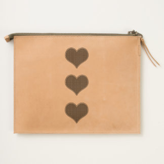 LOVE - Triple Heart- Leather Travel Pouch