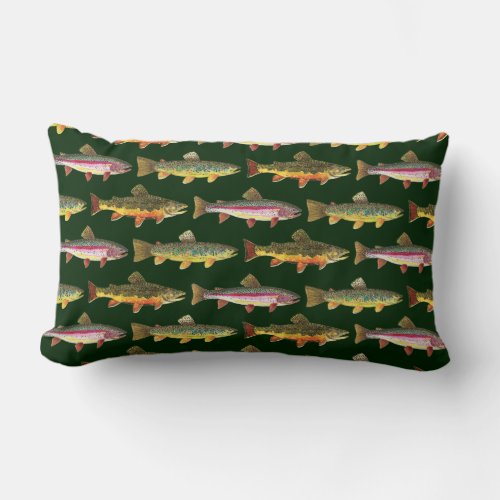 Love Trout and Fishing Youll Love this Handsome Lumbar Pillow