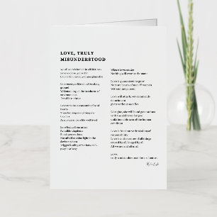 Love truly misunderstood love poem  foil greeting card
