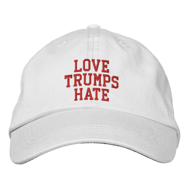 Love Trumps Hate Embroidered Baseball Hat (Front)