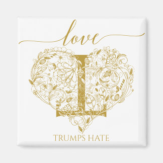 Love Trumps Hate Magnet - Floral Heart and T