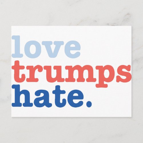 love trumps hate postcard