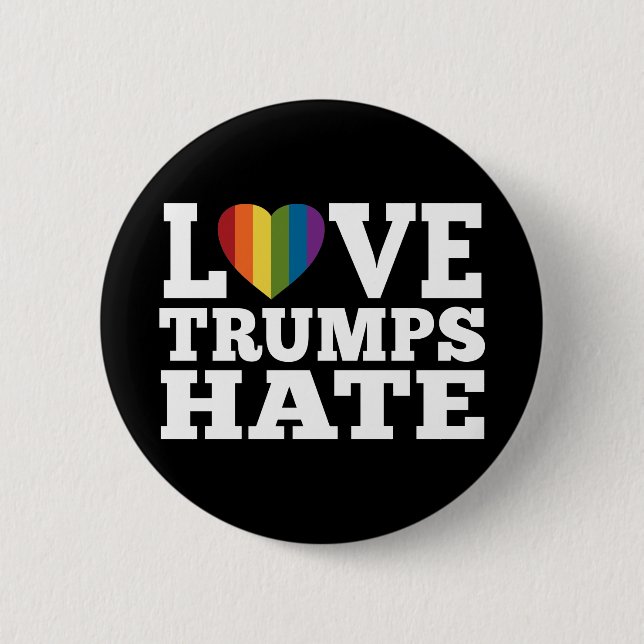 Love Trumps Hate Rainbow Heart - can edit black Button (Front)