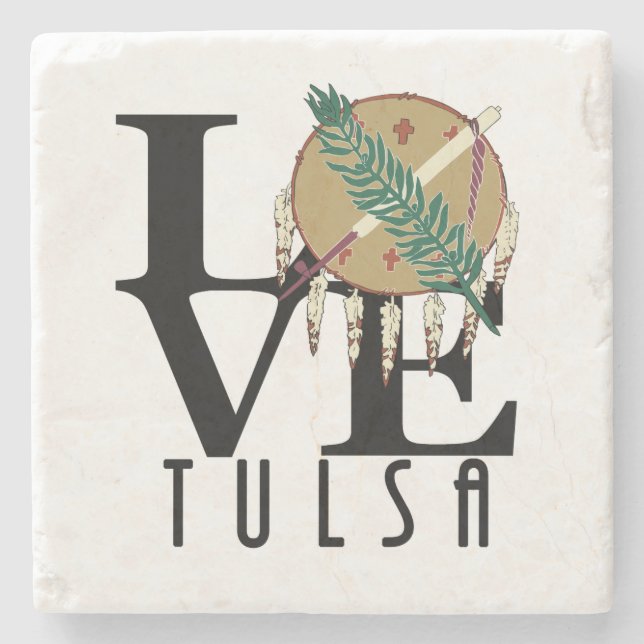 LOVE Tulsa Oklahoma Stone Coaster (Front)