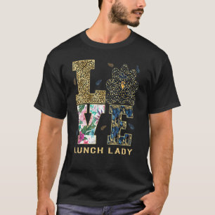 Love Turkey Leopard Happy Thanksgiving Lunch Lady T-Shirt