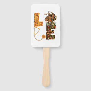 Love Turkey Stethoscope Nurse Life Thanksgiving Au Hand Fan