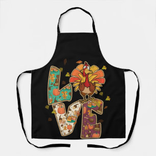 Love Turkey Thanksgiving Happy Fall Y'all Autumn Apron