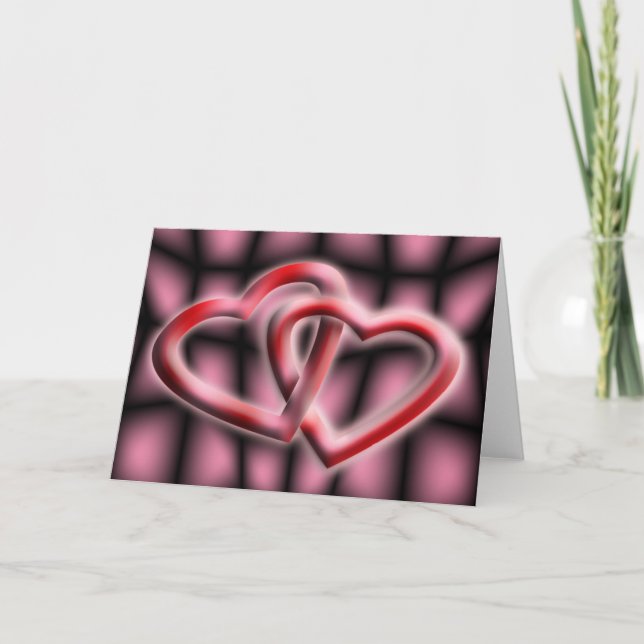 Love Two Hearts Interwined Valentines Blank Inside Holiday Card (Front)