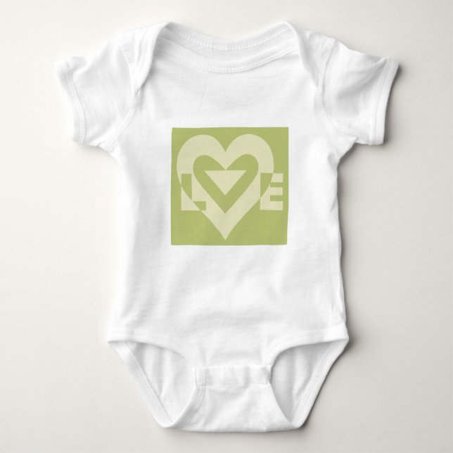 Love Two-Tone Sage Green Baby Bodysuit (Front)