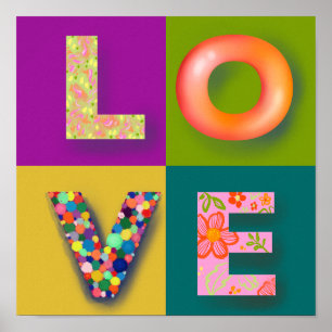 LOVE Type Color Texture Play Simple Poster