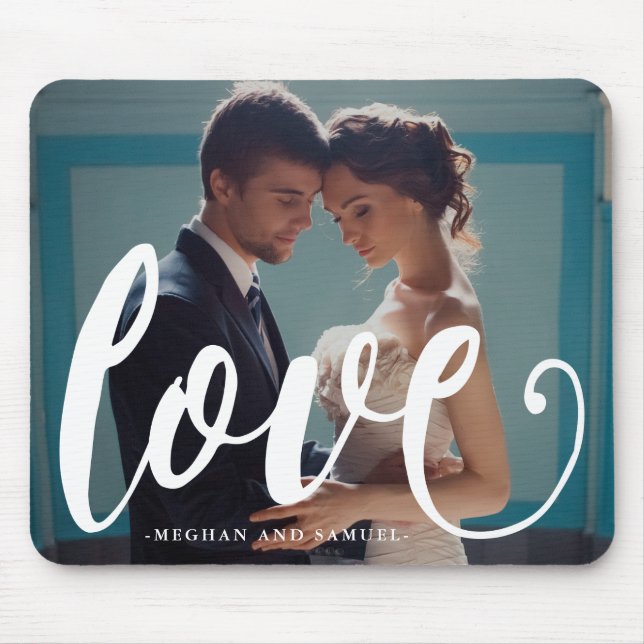 Love Typography and Names Photo Mousepad (Front)