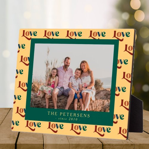 Love typography custom family photo and name plaque