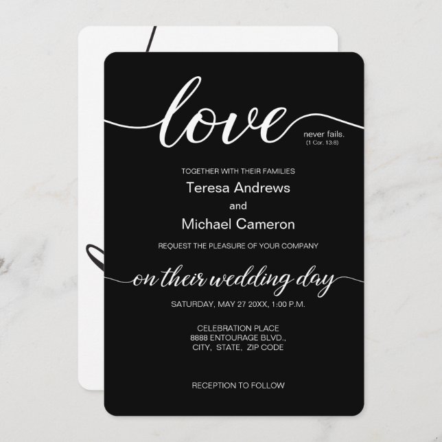 Love typography Elegant Wedding script Invitation (Front/Back)