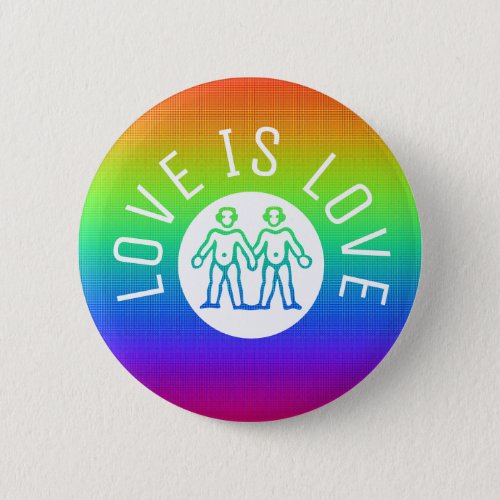 Love Typography Gay Pride LGBT Rainbow Logo Button