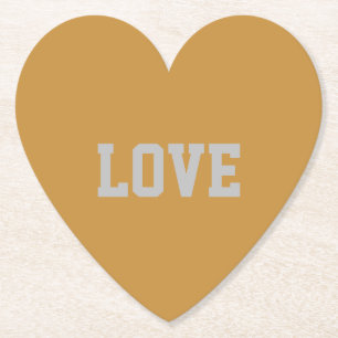 LOVE Typography Heart Coaster Set