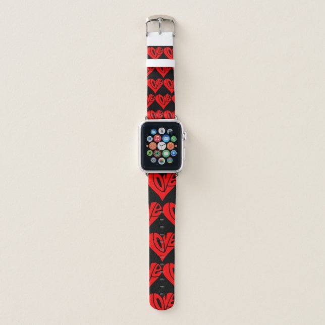 Love Typography in Heart Shape Apple Watch Band (Front)