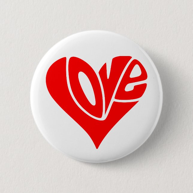 Love Typography in Heart Shape Button (Front)