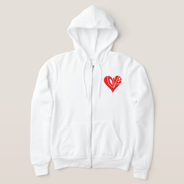 Love Typography in Heart Shape Hoodie (Laydown)