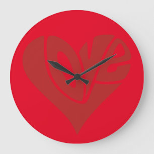 Love Typography in Heart Shape Large Clock