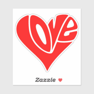 Love Typography in Heart Shape Sticker